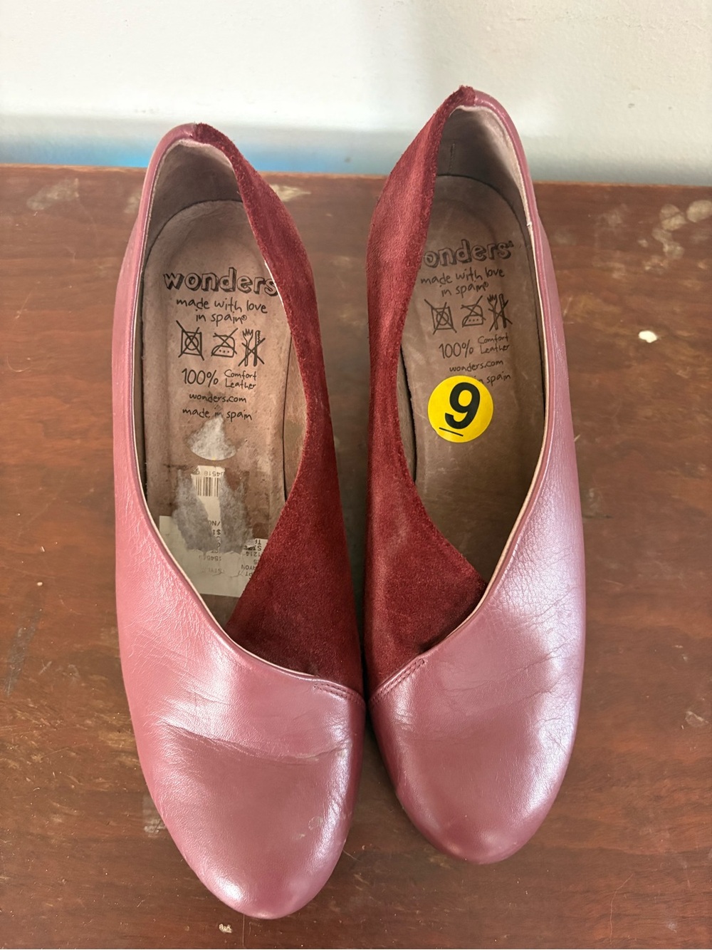 Burgundy Heels by Wonders - Size 9